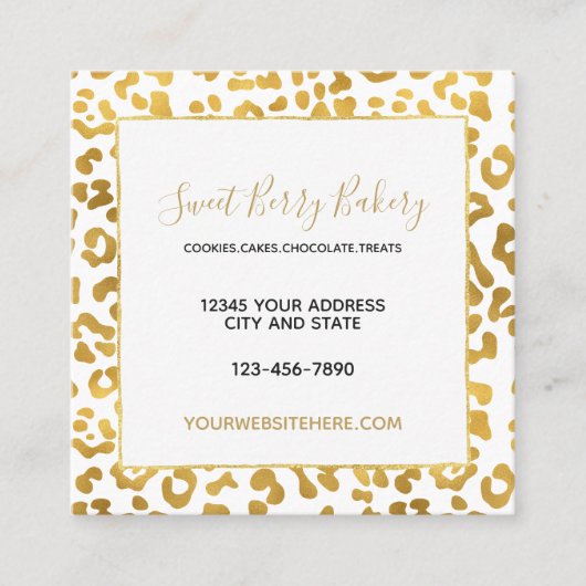 Gold Leopard-printer Vierkante Visitekaartje (Voorkant)
