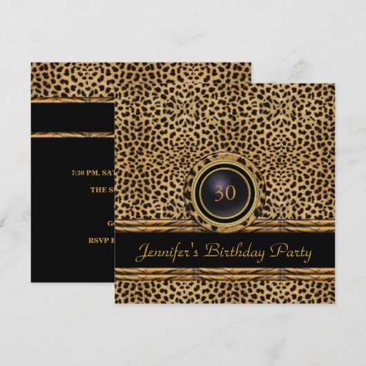 Gold Leopard Rattan Invite 30e verjaardag Kaart (Voorkant / Achterkant)