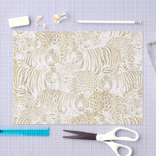 Gold Leopard Tiger Animals Pattern Tissuepapier (Craft)