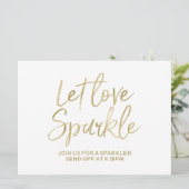 Gold "Let love sparkle" Sparkler Verstuur je bord Kaart (Staand voorkant)