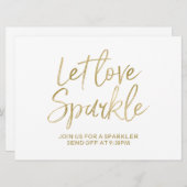 Gold "Let love sparkle" Sparkler Verstuur je bord Kaart (Voorkant / Achterkant)