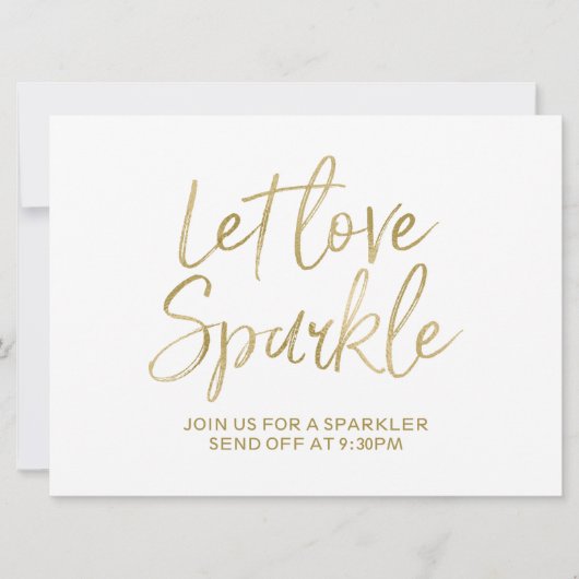 Gold "Let love sparkle" Sparkler Verstuur je bord Kaart (Voorkant)