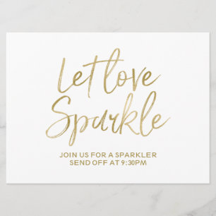 Gold "Let love sparkle" Sparkler Verstuur je bord Kaart