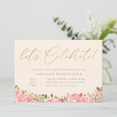 Gold Let's Celebrate Floral Surprise Birthday Kaart (Staand voorkant)