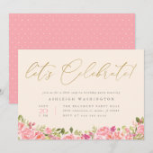 Gold Let's Celebrate Floral Surprise Birthday Kaart (Voorkant / Achterkant)