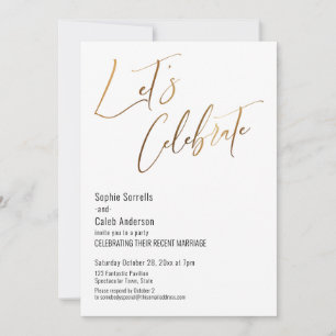 Gold Let's vieren de eenvoudige bruiloft Kaart