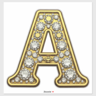 Gold Letter A Encrusted With Diamonds Jewelry Sticker