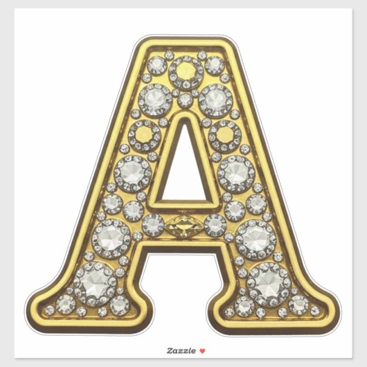 Gold Letter A Encrusted With Diamonds Jewelry Sticker (Vel)