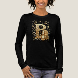 Gold Letter B Luxury Snowman Women Tri-blend LS Shirt