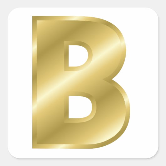 Gold Letter B Vierkante Sticker (Voorkant)