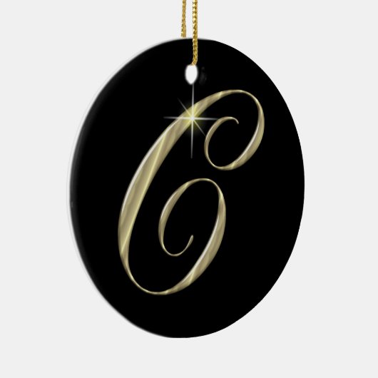 Gold Letter C Monogram Initiaal Ornament Fan Pull (Rechts)