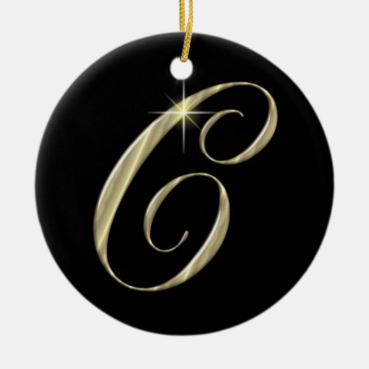 Gold Letter C Monogram Initiaal Ornament Fan Pull (Voorkant)