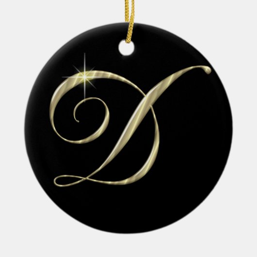 Gold Letter D Monogram Initiaal Ornament Fan Pull (Voorkant)
