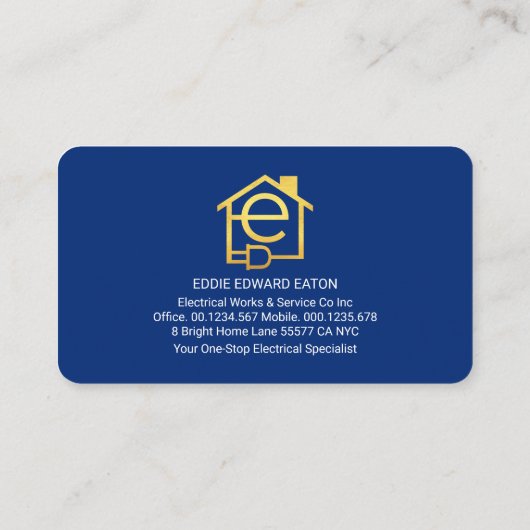 Gold Letter-e Home Electrical Circuit Visitekaartje (Achterkant)