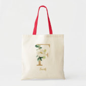Gold Letter F en Blush Floral op maat Tote Bag (Voorkant)