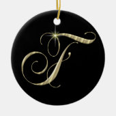 Gold Letter F Monogram Initiaal Ornament (Voorkant)