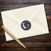Gold Letter G Elegant Navy Floral Monogram Ronde Sticker