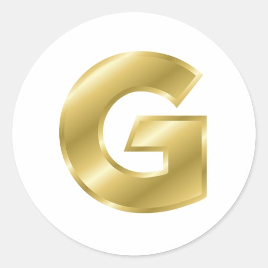 Gold Letter G Ronde Sticker (Voorkant)