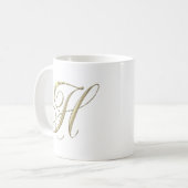 Gold Letter H Monogram Initiaal Cadeaus Koffiemok (Voorkant links)