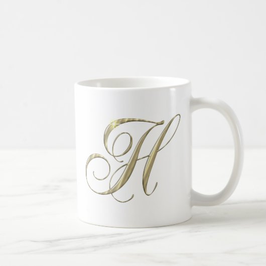 Gold Letter H Monogram Initiaal Cadeaus Koffiemok (Rechts)