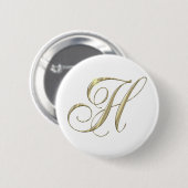 Gold Letter H Monogram Initiaal Cadeaus Ronde Button 5,7 Cm (Voorkant /achterkant)