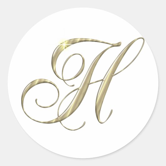 Gold Letter H Monogram Initiaal Cadeaus Ronde Sticker (Voorkant)