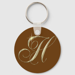 Gold Letter H Monogram Initiaal Cadeaus Sleutelhanger