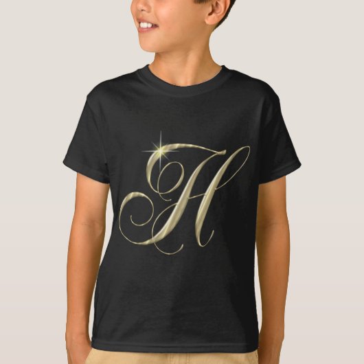 Gold Letter H Monogram Initiaal Cadeaus T-shirt (Voorkant)