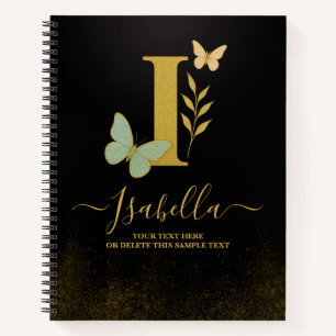 Gold Letter I Butterfly Notitieboek Hoesje