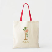 Gold Letter I en Blush Floral op maat Tote Bag (Voorkant)