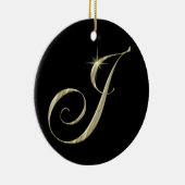 Gold Letter J Monogram Initiaal Ornament Fan Pull (Rechts)