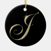 Gold Letter J Monogram Initiaal Ornament Fan Pull (Voorkant)