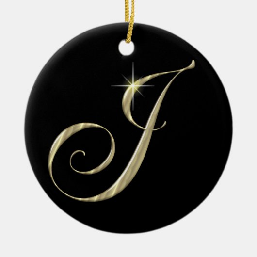 Gold Letter J Monogram Initiaal Ornament Fan Pull (Voorkant)