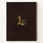 Gold Letter L & Name op bruin leder Monogramed Notitieboek (Achterkant)