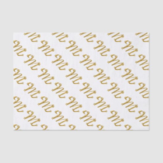 Gold Letter M Monogram-weefselpapier Tissuepapier (Voorkant)