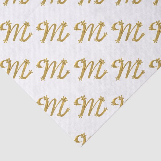 Gold Letter M Monogram-weefselpapier Tissuepapier (Detail)