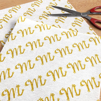 Gold Letter M Monogram-weefselpapier Tissuepapier