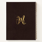 Gold Letter M & Name op Brown Leather Monogramed Notitieboek (Achterkant)