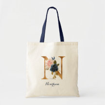 Gold Letter N en Blush Floral op maat