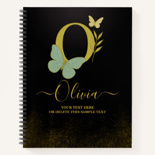 Gold Letter O Butterfly Notitieboek Hoesje