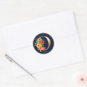 Gold Letter of Elegant Floral Monogram Ronde Sticker (Envelop)