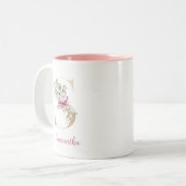 Gold Letter S, Monogram S, Roze Floral geeft haar Tweekleurige Koffiemok (Voorkant links)