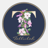 Gold Letter T Elegant Floral Monogram Ronde Sticker (Voorkant)
