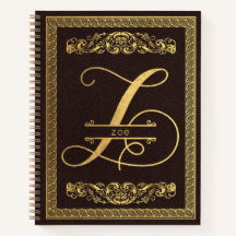 Gold Letter Z en naam op bruin leder-monogrammen