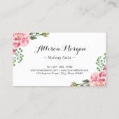 Gold Lettering Eyelashes Makeup Artist Pink Floral Visitekaartje (Achterkant)