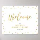 Gold Lettering Moderne Confetti Welcome Party Sign Poster (Voorkant)