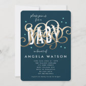 Gold Lettering Navy Boy Baby shower Invitation Kaart (Voorkant)