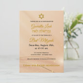 Gold Lettering op Cream Satin Jewish Bat Mitzvah Kaart (Staand voorkant)
