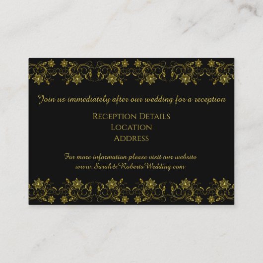 Gold Lettering op zwart met Filippijns design Informatiekaartje (Achterkant)