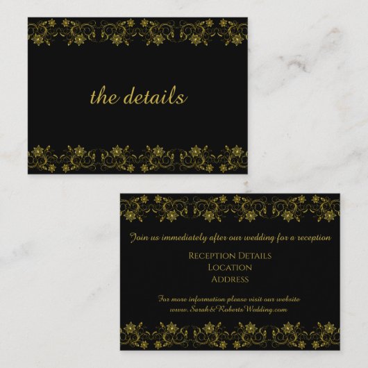 Gold Lettering op zwart met Filippijns design Informatiekaartje (Voorkant / Achterkant)